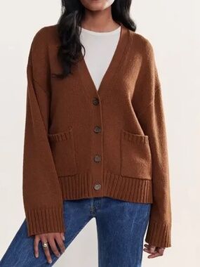 Jenni Kayne Barrett Cardigan XXL Copper Brown Merino Wool Cotton Oversized NWT